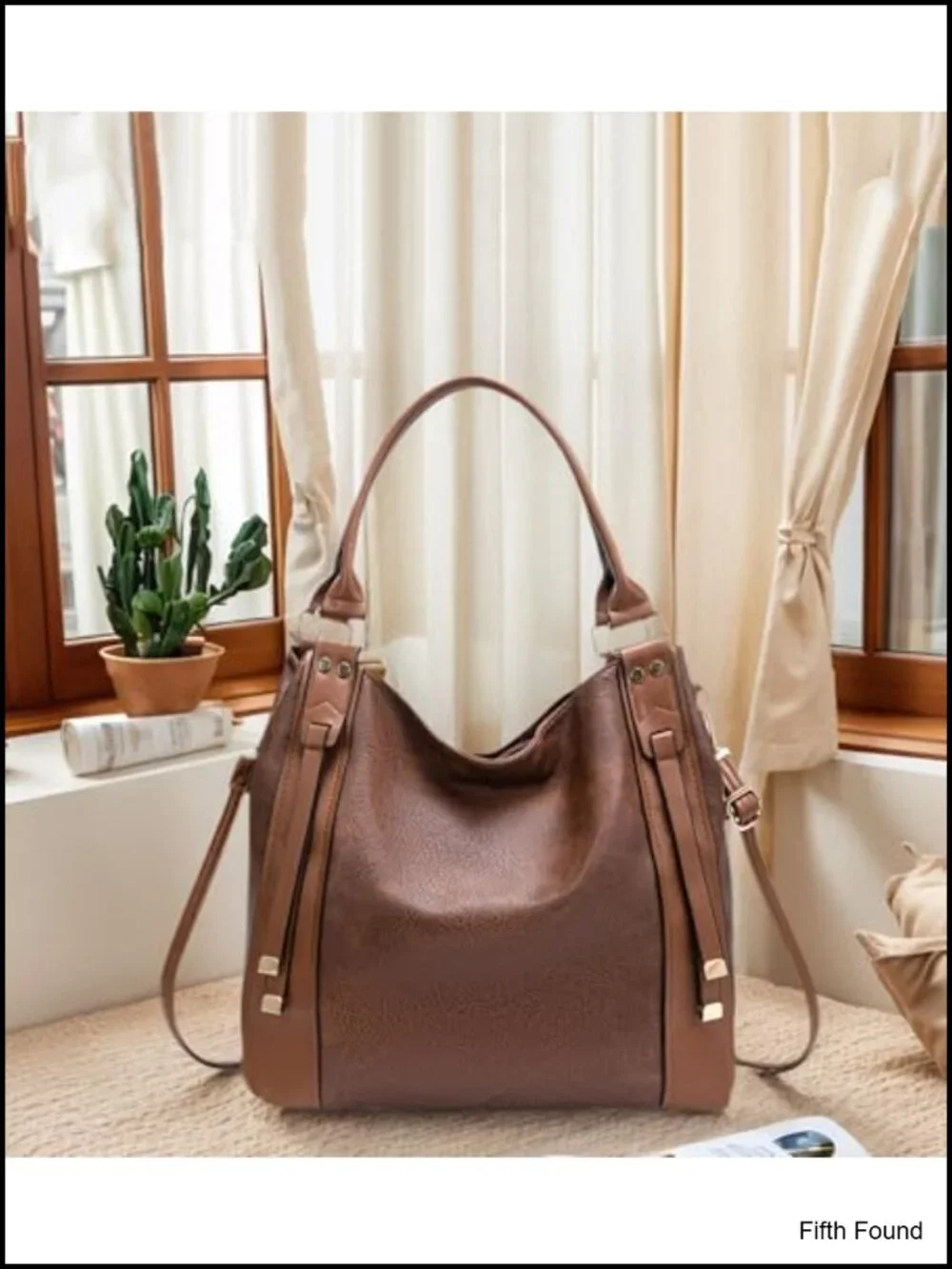 Large Vintage PU Hobo Tote Bag Slouchy Shoulder Purse with Strap